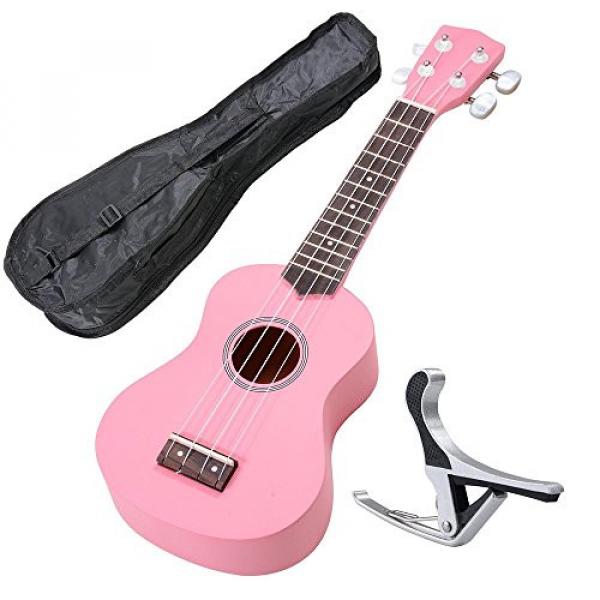 AW 21&quot; Pink Ukulele Basswood w/ Bag Aluminum Capo For Adult Kids Study Musical Instrument Hobby #1 image