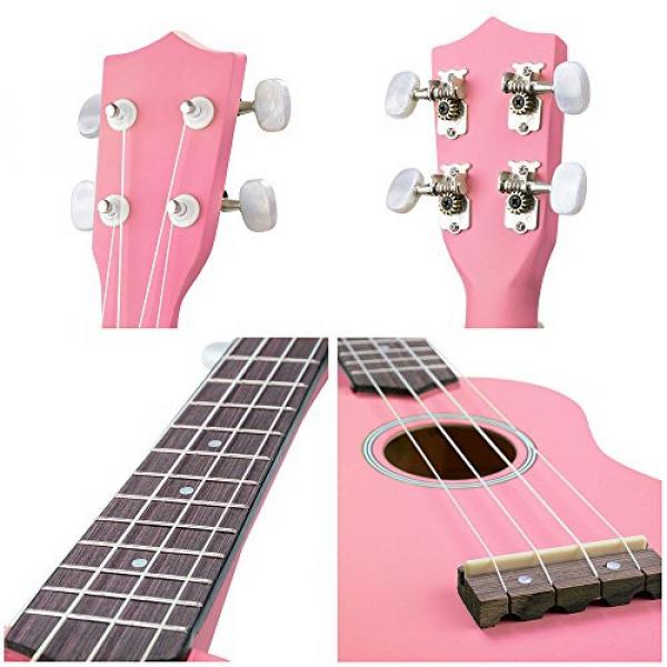 AW 21&quot; Pink Ukulele Basswood w/ Bag Aluminum Capo For Adult Kids Study Musical Instrument Hobby #4 image