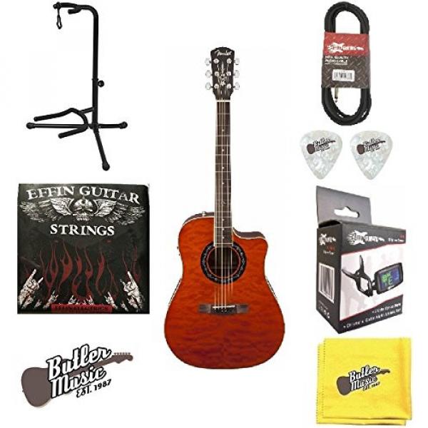 Fender T-Bucket 300-CE A/E Guitar Amber Quilt Cutaway w/Effin Strings plus More #1 image