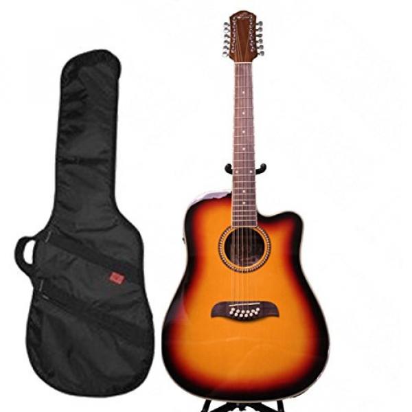 Oscar Schmidt 12 String A/E Guitar &amp; Kaces HD Padded Gig Bag, Sunburst,OD312CETS #1 image