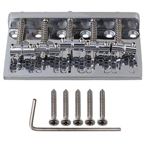 Yibuy 92mm x 53.5mm Chrome Durable 17mm String Space Square Shape 5 String Bass Bridge #1 image