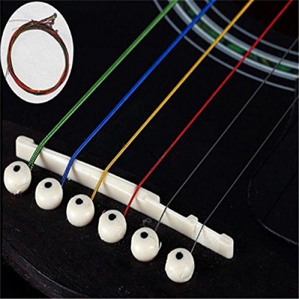 JXULE Rainbow Colorful Color Steel Strings for Acoustic Guitar( 12pcs of 2 sets) #3 image