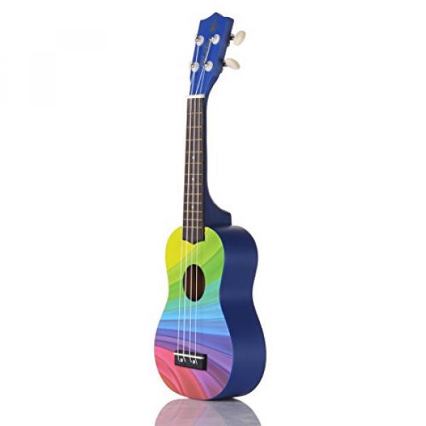Honsing Soprano Ukulele Beginner Hawaii Guitar Uke Basswood 21 inches with Gig Bag- Rainbow Stripes Color #2 image