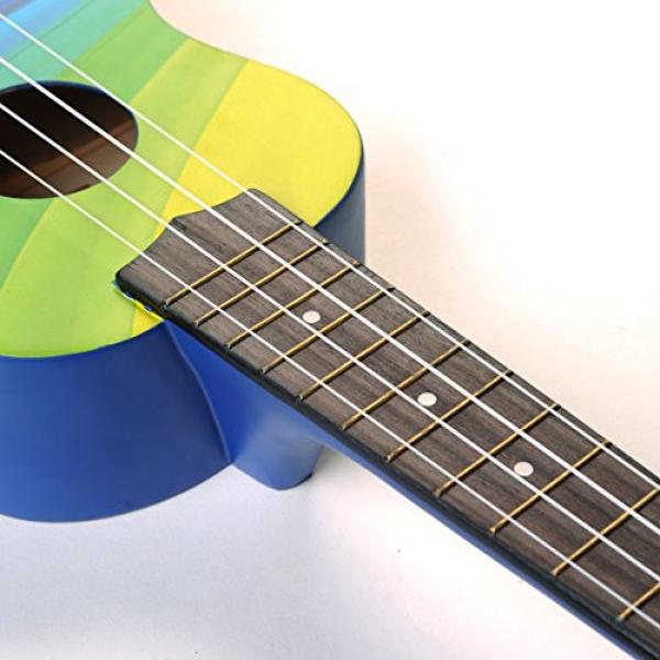 Honsing Soprano Ukulele Beginner Hawaii Guitar Uke Basswood 21 inches with Gig Bag- Rainbow Stripes Color #5 image