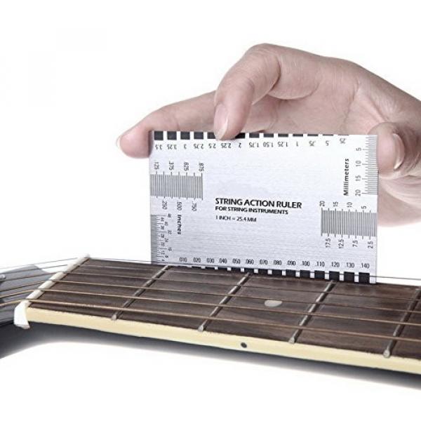 Zuanjia Double Sided Multi Function String Action &amp; Guitar Set Up Gauge Ruler ~ With User Guide &amp; Free Holder ~ Luthier Tool for Electric, Acoustic &amp; Bass Guitars ~ Inch &amp; Millimeters #1 image
