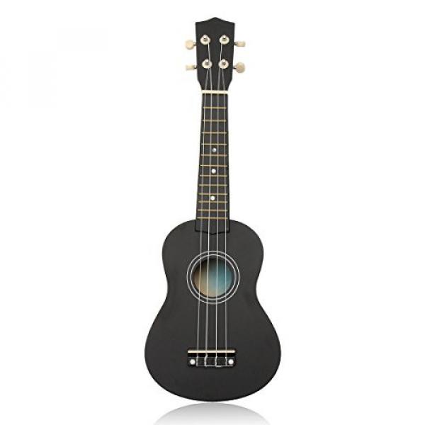 Hot 21 Inch 12 Fret Acoustic Maple Wood Basswood Black/Pink Soprano Ukulele Nylon 4 Strings Guitar Musical Instrument 2-Black #1 image