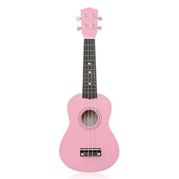 Hot 21 Inch 12 Fret Acoustic Maple Wood Basswood Black/Pink Soprano Ukulele Nylon 4 Strings Guitar Musical Instrument 2-Black #4 image