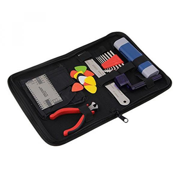 Yibuy Black Guitar Repair Tool Full Sets PU Leather Bag for Fingerboard Radius Ruler ,String Cleaner and Lubricant Stick #1 image