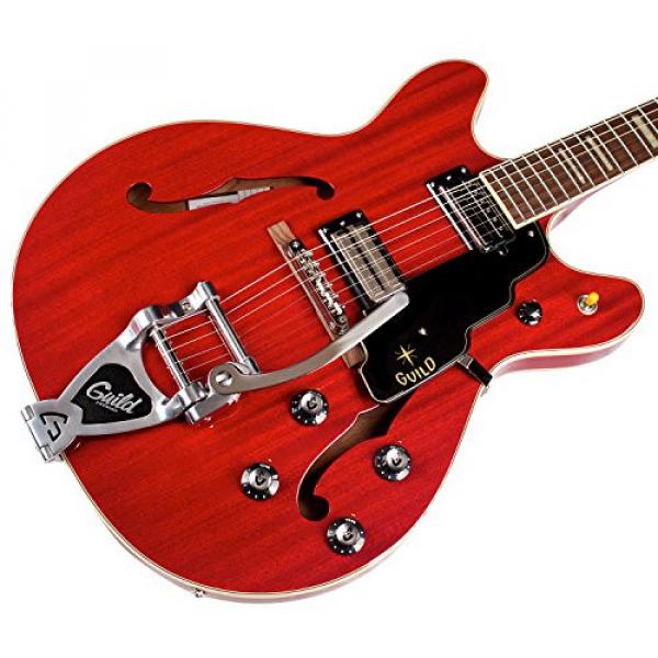 Guild Starfire V w/ GVT CHR Semi-Hollow Body Electric Guitar, Cherry Red, with Guild Hard Case, ChromaCast Electric Strings, Cable, Strap, Picks, Stand and Polish Cloth #6 image