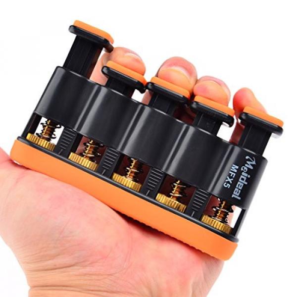 Finger Exerciser,Hmane Plastic Patented 5 Pressing Positions Hand Finger Exerciser for Ukulele/Guitar/Bass/Piano/Saxophone/Violin/String/Wind Instrument Hand Grip--Orange #3 image