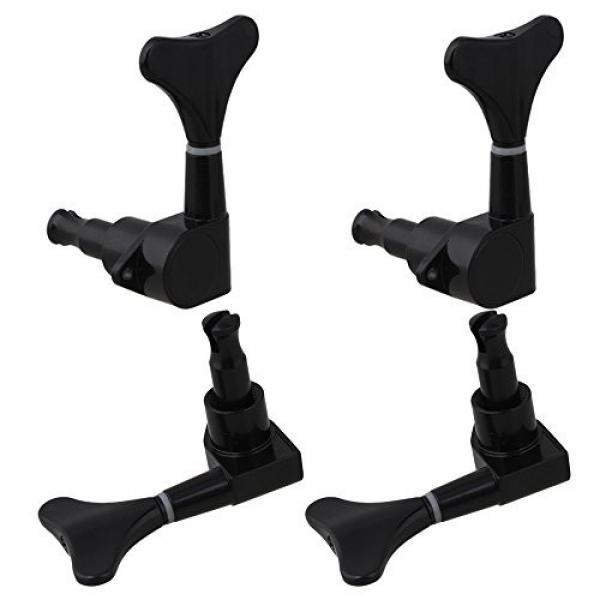 Yibuy Black Left Hand Guitar Tuning Pegs 4 String Bass Tuning Pegs with Ferrules &amp; Screws Set of 4 #2 image