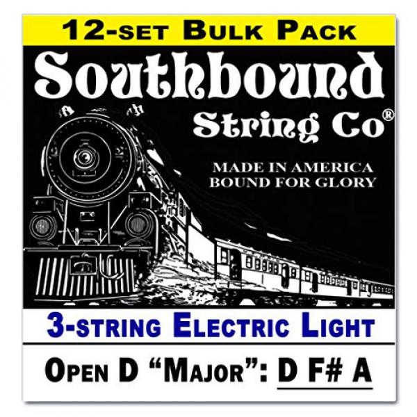 12-pack Electric &quot;Light&quot; 3-String Cigar Box Guitar Strings - Open D Tuning - D F# A #1 image
