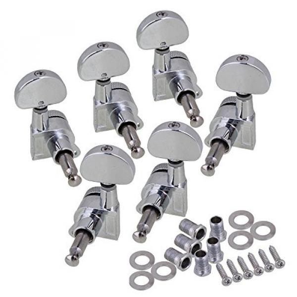 Yibuy Silver Zinc Alloy Oval Shape 3L3R String Guitar Locking Tuning Pegs Keys for ALL Guitar Set of 6 #1 image