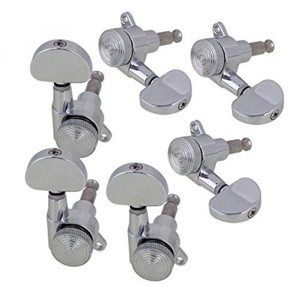 Yibuy Silver Zinc Alloy Oval Shape 3L3R String Guitar Locking Tuning Pegs Keys for ALL Guitar Set of 6 #2 image