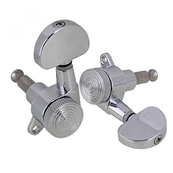 Yibuy Silver Zinc Alloy Oval Shape 3L3R String Guitar Locking Tuning Pegs Keys for ALL Guitar Set of 6 #3 image