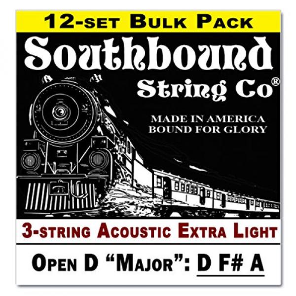12-pack Acoustic Extra Lite 3-String Cigar Box Guitar Strings - Open D - D F# A #1 image