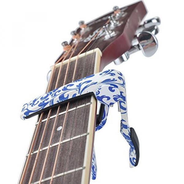 MUSE Quick Change Guitar Capo Easy Use for Electric and Acoustic Guitars (Blue and White Porcelain) #2 image