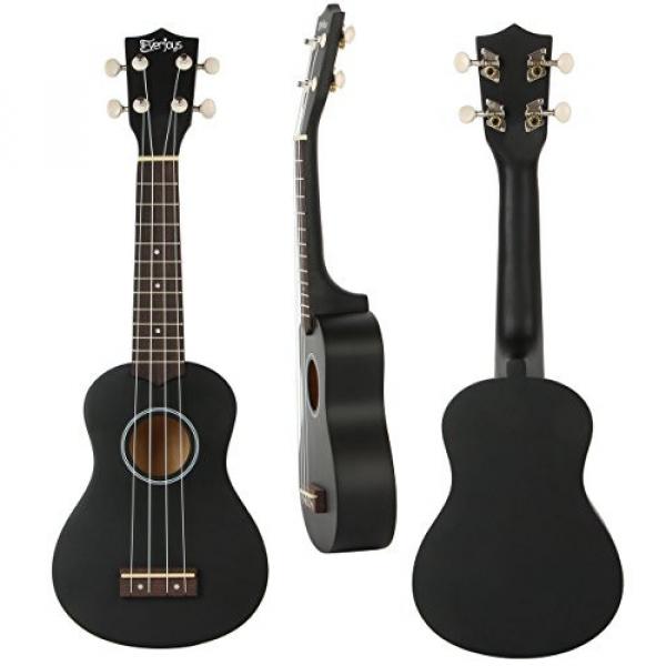 Soprano Ukulele Starter Kit - 21&quot; EVERJOYS Music Collection #1 Sell w/ FREE Gig Bag Songbook Tuner Pick Spare String and Microfiber Polishing Cloth Quality Blackwood for Fingerboard and Bridge (Black) #2 image
