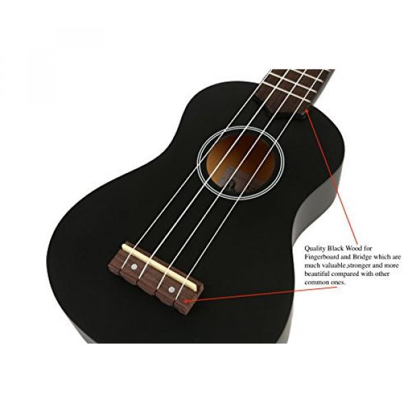 Soprano Ukulele Starter Kit - 21&quot; EVERJOYS Music Collection #1 Sell w/ FREE Gig Bag Songbook Tuner Pick Spare String and Microfiber Polishing Cloth Quality Blackwood for Fingerboard and Bridge (Black) #5 image