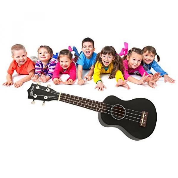 Soprano Ukulele Starter Kit - 21&quot; EVERJOYS Music Collection #1 Sell w/ FREE Gig Bag Songbook Tuner Pick Spare String and Microfiber Polishing Cloth Quality Blackwood for Fingerboard and Bridge (Black) #6 image