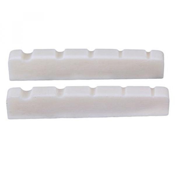 Yibuy 45mm x 6mm x 9/8mm Cattle Bone Slotted Nut for 5 Strings Bass Guitar Set of 2 #1 image