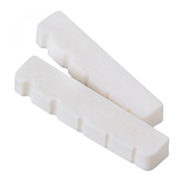 Yibuy 45mm x 6mm x 9/8mm Cattle Bone Slotted Nut for 5 Strings Bass Guitar Set of 2 #3 image