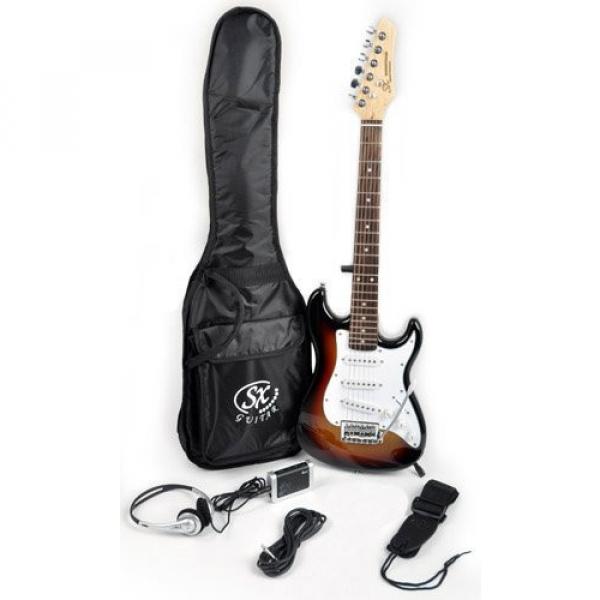 SX RST 1/2 3TS 1/2 Size Short Scale Sunburst Guitar Package with Amp, Carry Bag and Instructional Video #1 image