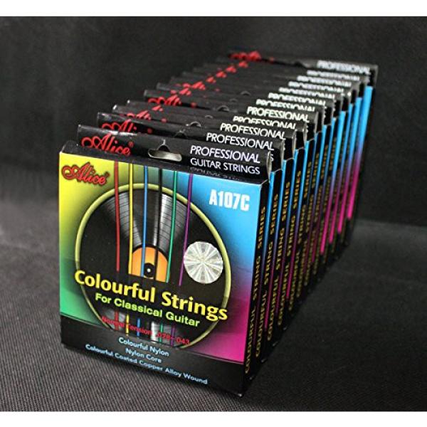 12 Sets Alice A107C Colorful Nylon Coated Copper Alloy Classical Guitar Strings (.028 .032 .040 .029 .035 .043) #1 image