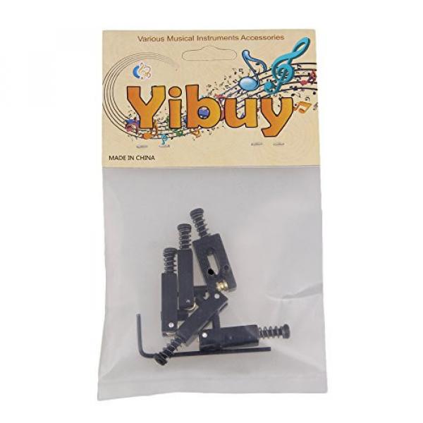 Yibuy Black Metal Roller Bridge Tremolo Saddles &amp; Wrench for Electric Guitar Set of 6 #6 image