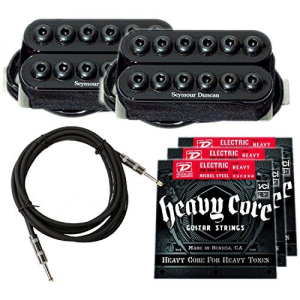 Seymour Duncan SH-8 Invader Humbucker Guitar Pickup Set Black w/ 3 Sets of Strings and Cable #1 image
