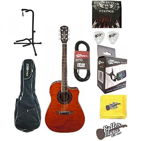 Fender T-Bucket 300-CE A/E Guitar Amber Quilt Cutaway V2 w/Gig Bag Plus More #1 image