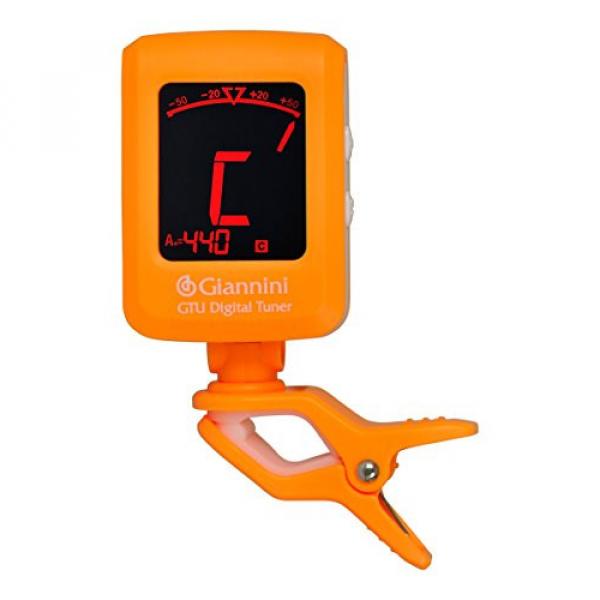 Giannini GTU-OR/WH Digital Chromatic Clip-On Tuner for Stringed Instruments, Orange/White #1 image