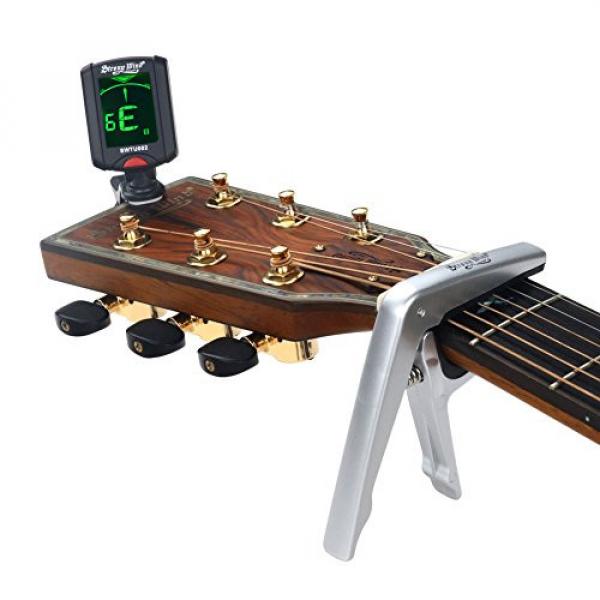 Clip On Tuner for All Instrument, Strong Wind Chromatic Rotating Digital Clip-on Tuner for Guitar, Ukulele, Bass, Violin with Large Clear Colorful LCD Display (Free Gift Guitar Capo and Pick) #2 image