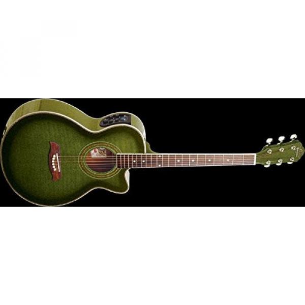 Oscar Schmidt OG10CEFTGR Trans Green A/E Guitar w/Effin Strings, Picks &amp; More #3 image