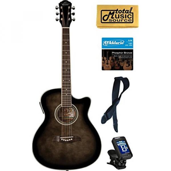 Oscar Schmidt OACEFTB Select Spruce Catalpa Auditorium Acoustic-Electric Guitar Bundle #1 image