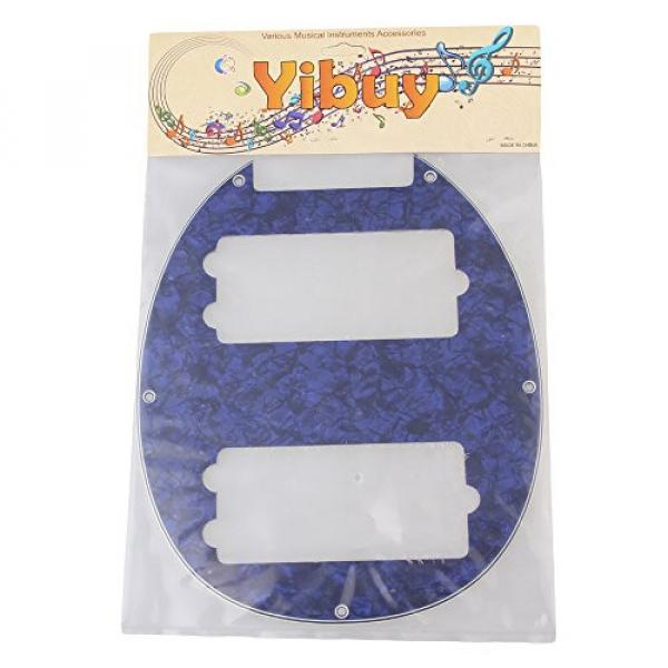 Yibuy Blue Pearl Humbucker Hole Pickguard for 5 String Electric Bass #7 image