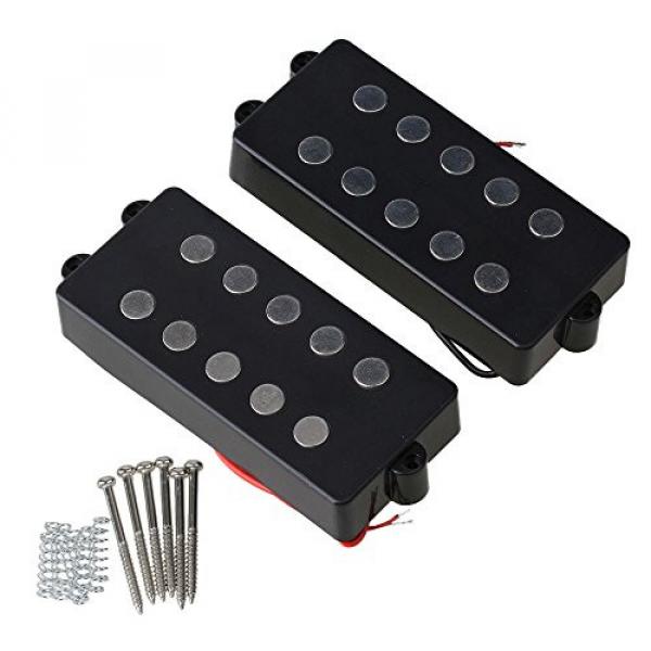 Yibuy Black Color Ceramic Magnet Open Noiseless Double Coil M003 5-String Bass Pickup Set of 2 #1 image