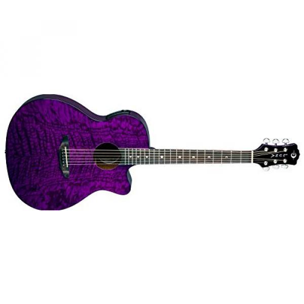 Luna GYP E QA TPP A/E Quilt Ash Trans Purple Guitar w/BK Hard Shell Case &amp; More #2 image