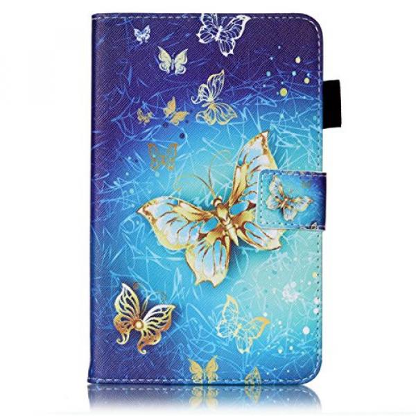 Galaxy Tab 4 7.0 Case, T230 Case, Firefish [Card Slots] Kickstand Synthetic Leather Wallet Case Magnetic Clip Scratch Proof Cover for Samsung Galaxy Tab 4 7.0 inch T230/T231/T235 -Golden Butterfly #1 image