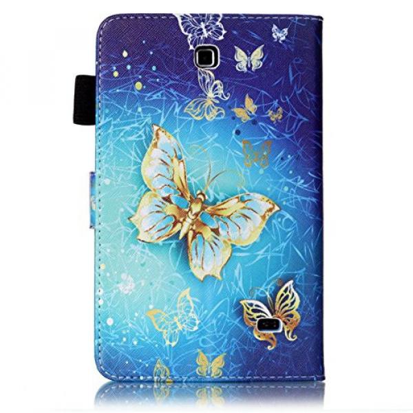 Galaxy Tab 4 7.0 Case, T230 Case, Firefish [Card Slots] Kickstand Synthetic Leather Wallet Case Magnetic Clip Scratch Proof Cover for Samsung Galaxy Tab 4 7.0 inch T230/T231/T235 -Golden Butterfly #2 image