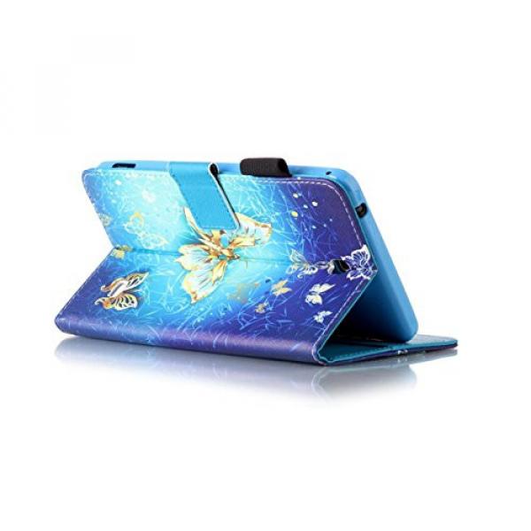 Galaxy Tab 4 7.0 Case, T230 Case, Firefish [Card Slots] Kickstand Synthetic Leather Wallet Case Magnetic Clip Scratch Proof Cover for Samsung Galaxy Tab 4 7.0 inch T230/T231/T235 -Golden Butterfly #3 image