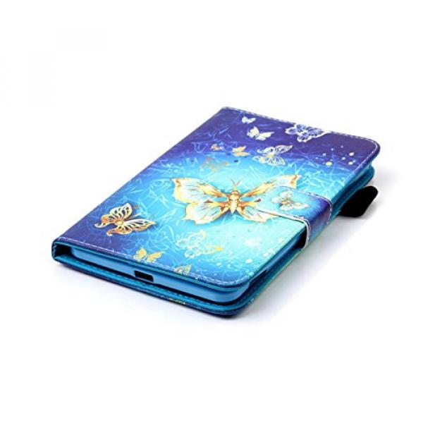 Galaxy Tab 4 7.0 Case, T230 Case, Firefish [Card Slots] Kickstand Synthetic Leather Wallet Case Magnetic Clip Scratch Proof Cover for Samsung Galaxy Tab 4 7.0 inch T230/T231/T235 -Golden Butterfly #4 image