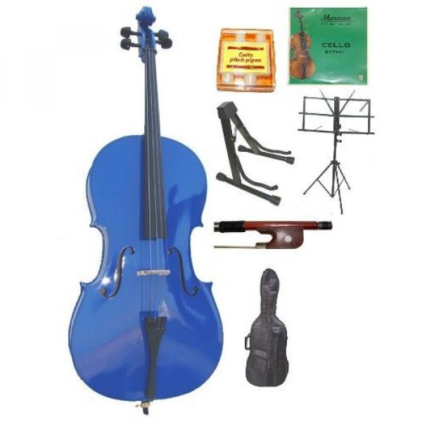 Merano 3/4 Size Blue Student Cello with Bag and Bow+2 Sets of Strings+Pitch Pipe+Cello Stand+Black Music Stand+Rosin #1 image