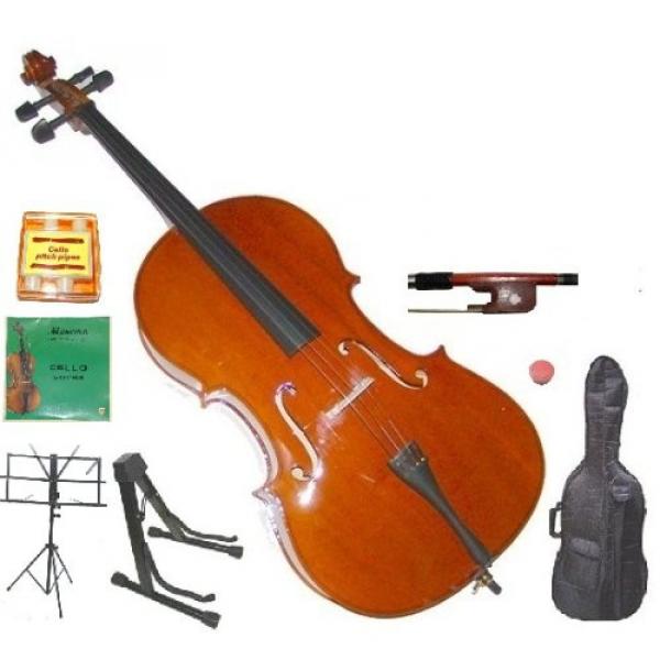 Merano 1/10 Size Student Cello with Bag and Bow+2 Sets of String+Pitch Pipe+Cello Stand+Black Music Stand+Rosin #1 image