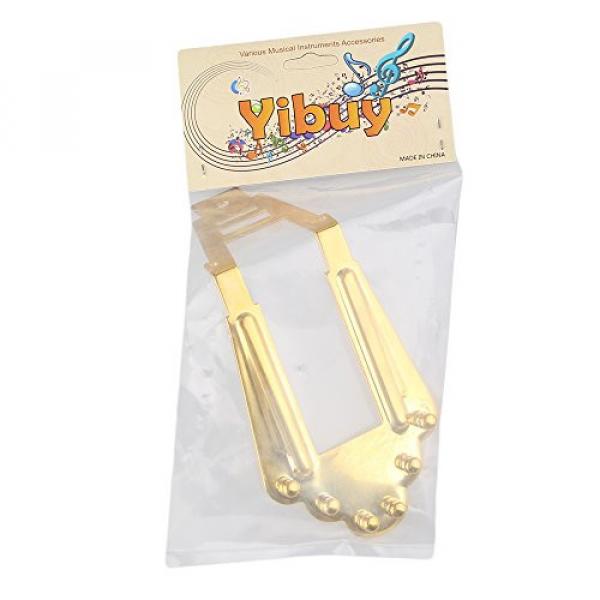 Yibuy Metal Tailpiece Bridge for 6 String Jazz Guitar Golden #7 image