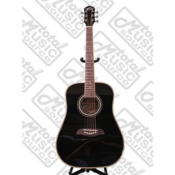 Oscar Schmidt Left Hand Dreadnought Style 3/4 Size Black Acoustic Guitar,Bundle w/Bag OG1BLH #2 image