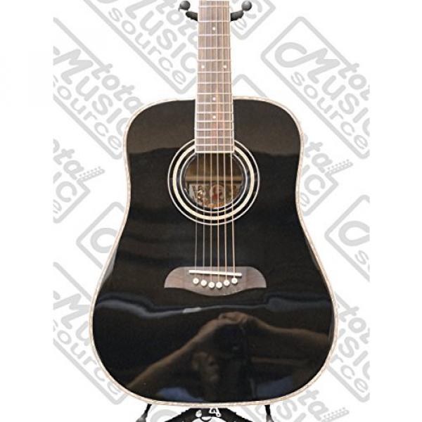 Oscar Schmidt Left Hand Dreadnought Style 3/4 Size Black Acoustic Guitar,Bundle w/Bag OG1BLH #3 image