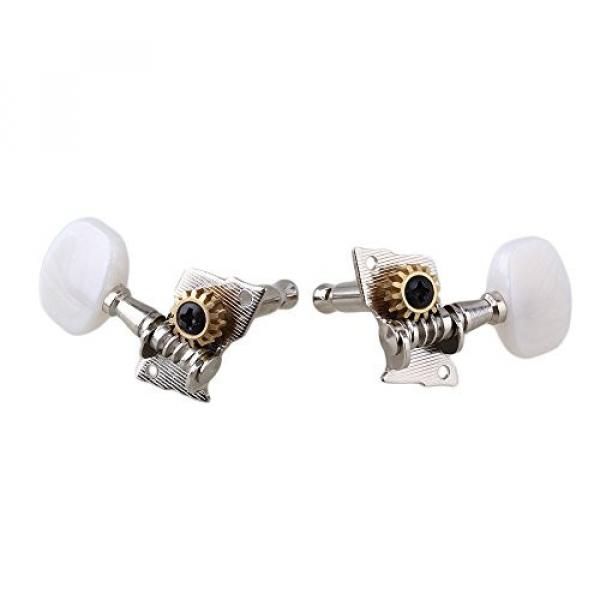 Yibuy 10R10L Silver Semiclosed Banjo Machine Head Tuning Peg Tuner &amp; White Button #2 image