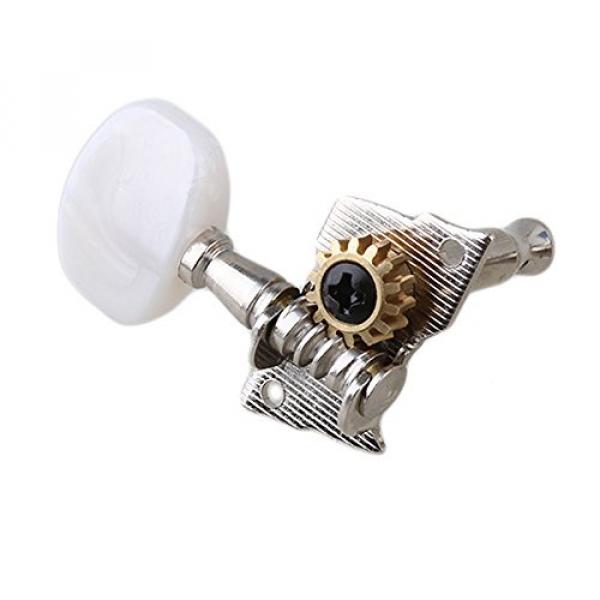 Yibuy 10R10L Silver Semiclosed Banjo Machine Head Tuning Peg Tuner &amp; White Button #4 image