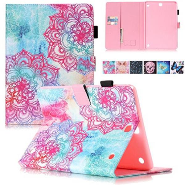Galaxy Tab A 9.7 Case, T550 Case, Firefish PU Leather Wallet Case [Card Slots] [Kickstand] Magnetic Clip Impact Resistant Protect Case for Samsung Galaxy Tab A 9.7 inch T550 -Flower #1 image